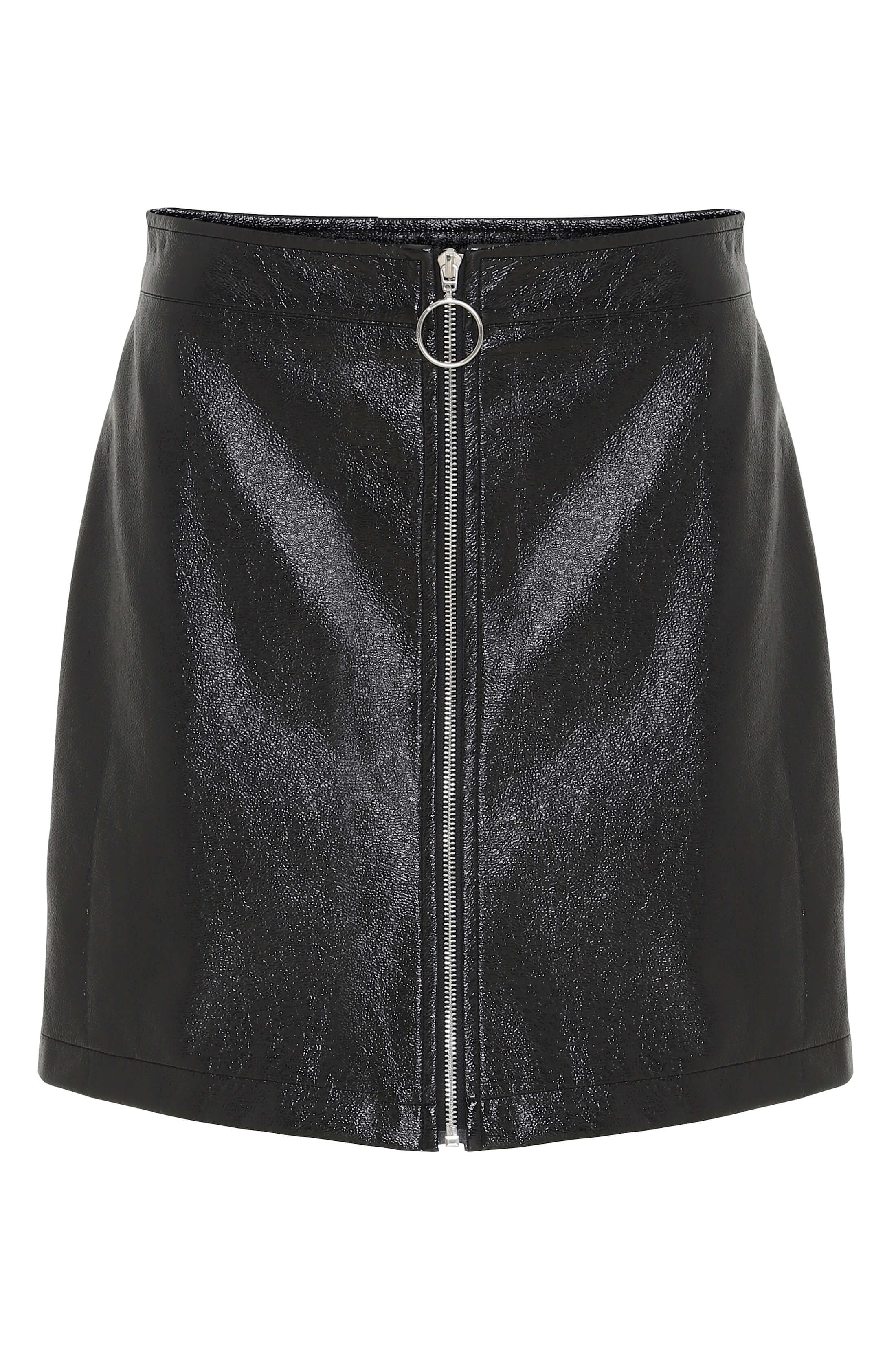 Black shiny skirt with zipper - Nibu Copenhagen : Nibu Copenhagen