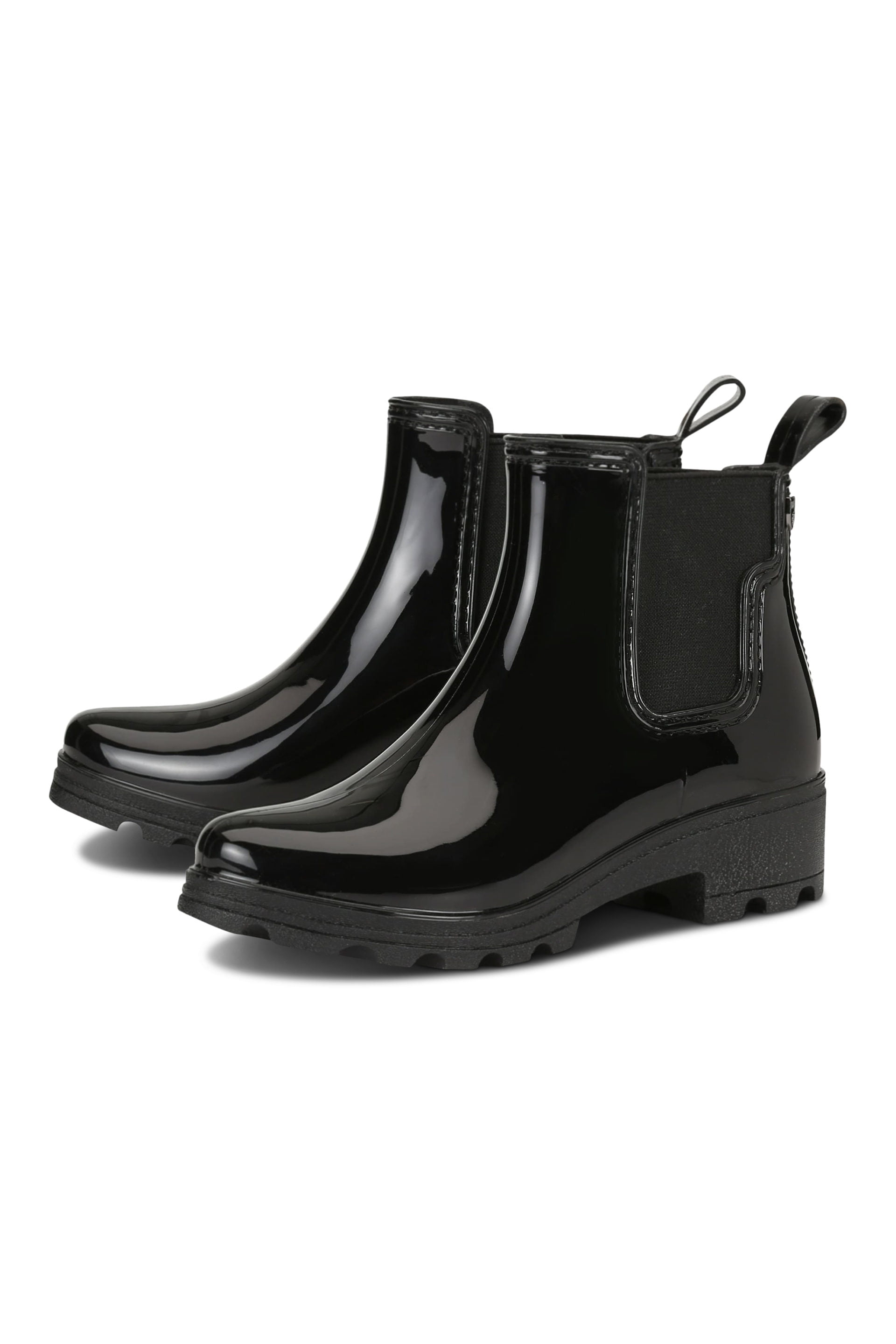 Black shiny ankle rainboots